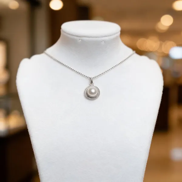925_Sterling_Silver_Crescent_Moon_Pearl_Pendant_For_Women