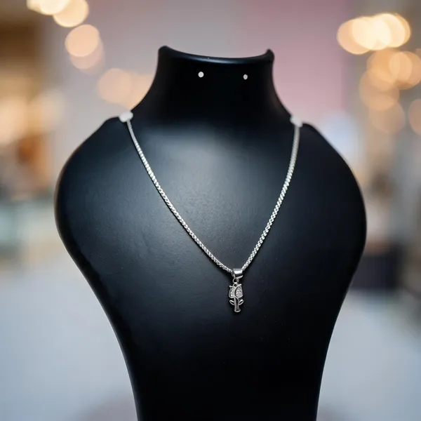 925_Sterling_Silver_Crystal_Leaf_Floral_Pendant_For_Women