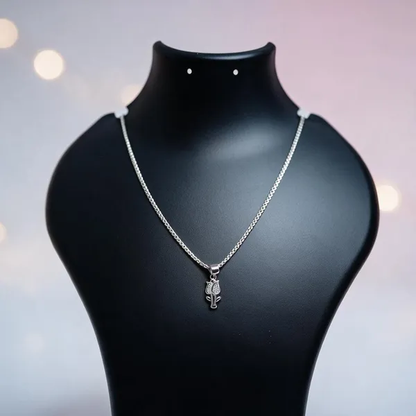 925_Sterling_Silver_Crystal_Leaf_Floral_Pendant_For_Women