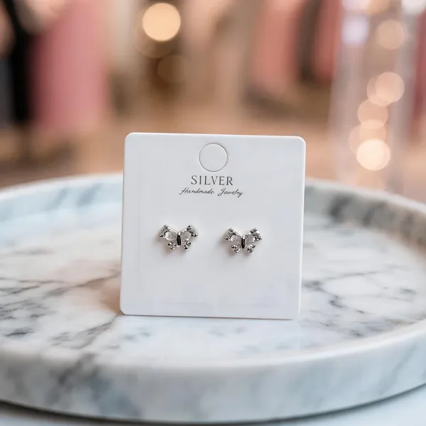 925_Sterling_Silver_Ribbon_Stud_Earrings_For_Women