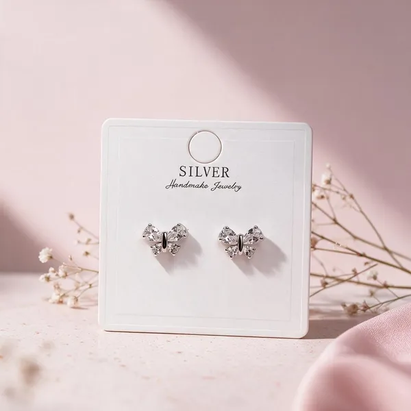 925_Sterling_Silver_Ribbon_Stud_Earrings_For_Women