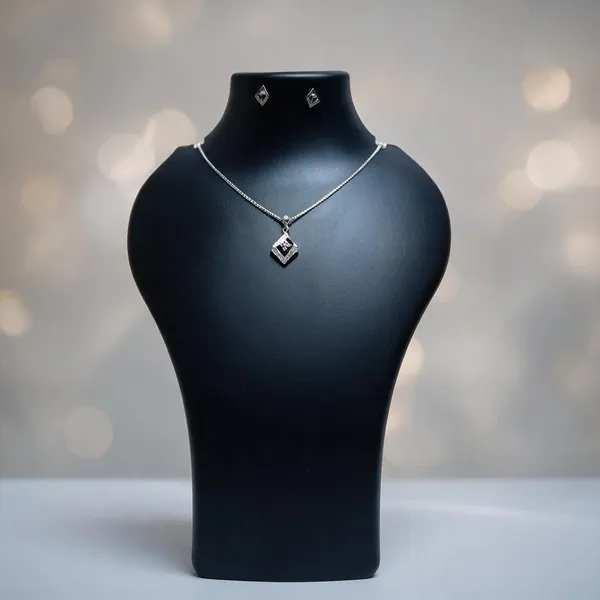 925_Sterling_Silver_Geometric_Floral_Pendant_&_Earrings_Set_For_Women