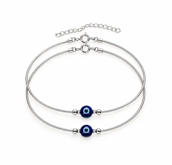 Silver_Tone_Evil_Eye_Bead_Anklet_Set_Of_2_For_Women