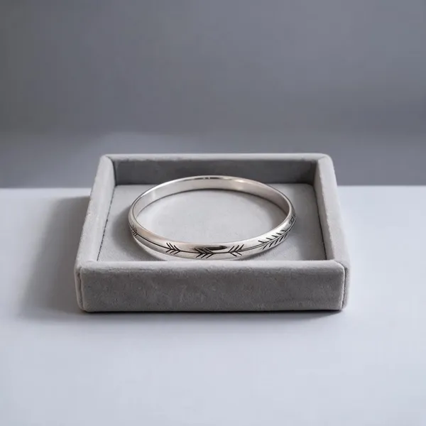 925_Sterling_Silver_Engraved_Arrow_Pattern_Kada_For_Boys_&_Girls