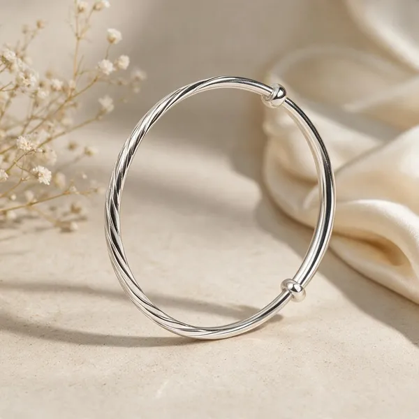 999_Pure_Silver_Twisted_Adjustable_Kada_For_Women