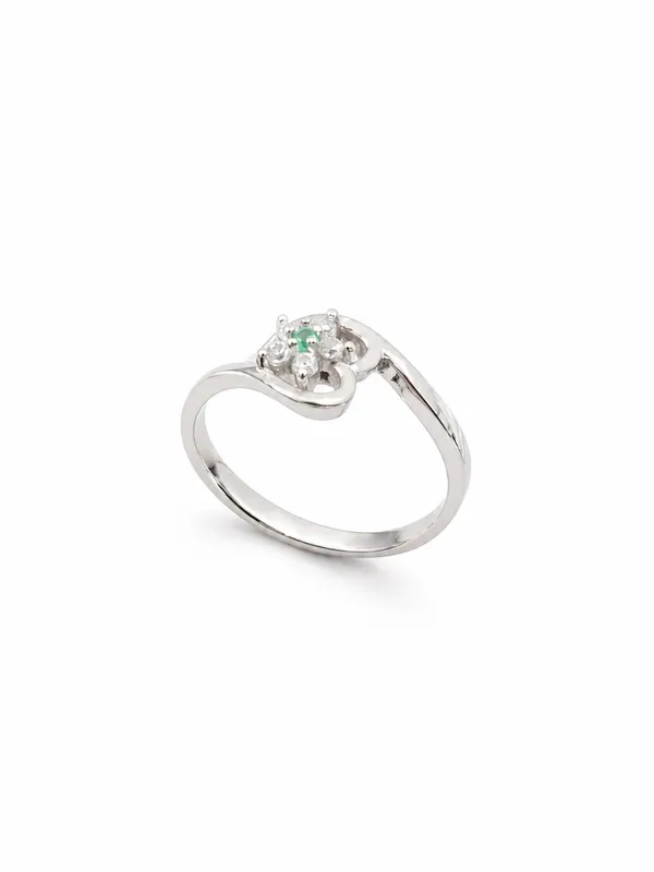 925_Sterling_Silver_Floral_Cluster_Green_Stone_Ring_For_Women