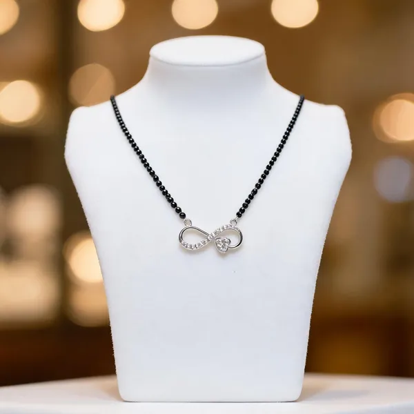 925_Sterling_Silver_Infinity_Heart_Black_Beads_Mangalsutra_Pendant_For_Women