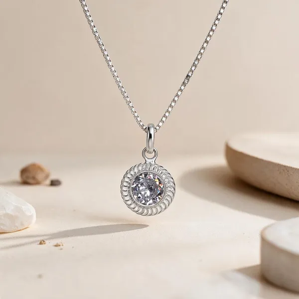 925_Sterling_Silver_Crescent_Moon_Crystal_Pendant_For_Women