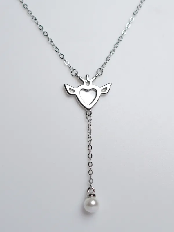 925_Sterling_Silver_Angel_Heart_Pearl_Drop_Pendant_with_chain_For_Women