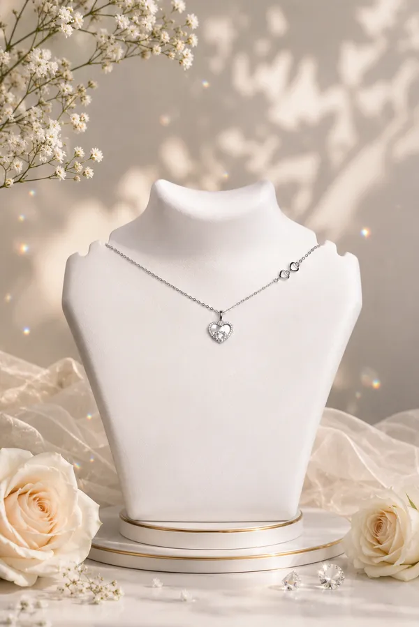 925_Sterling_Silver_Heart_Pendant_With_Chain_For_Women