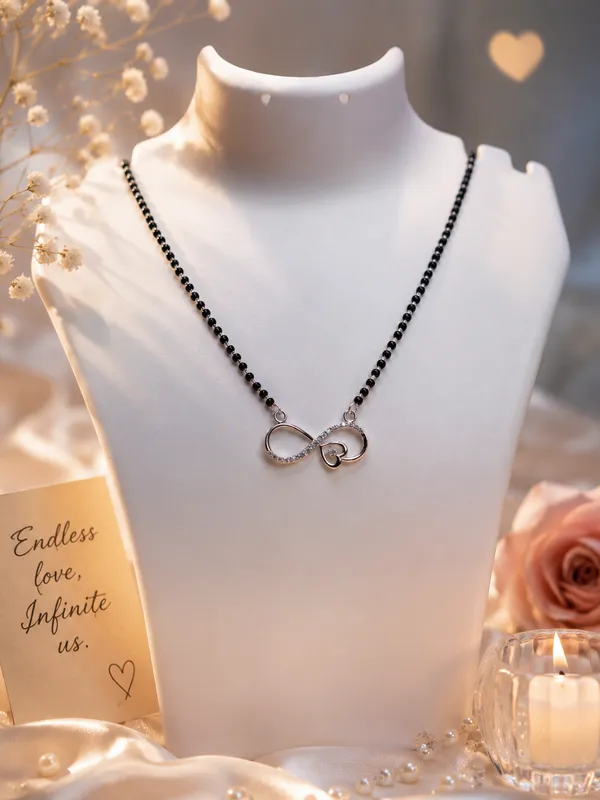 925_Sterling_Silver_Infinity_Heart_Black_Beads_Mangalsutra_Pendant_For_Women
