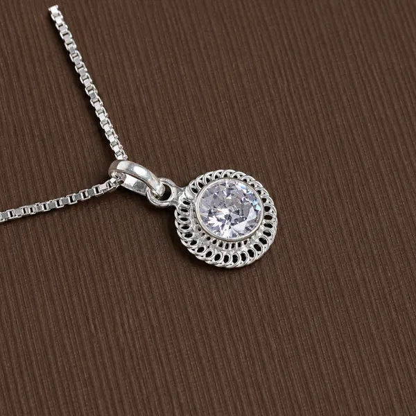 925_Sterling_Silver_Crescent_Moon_Crystal_Pendant_For_Women