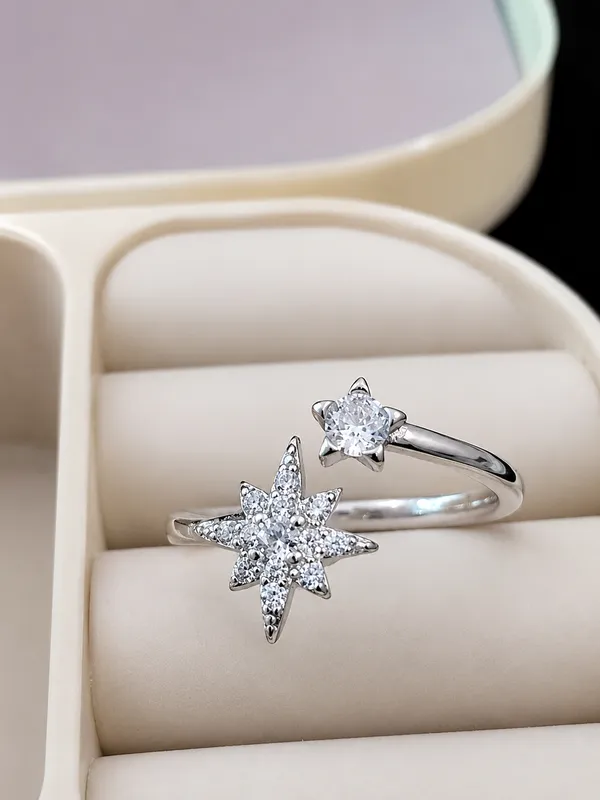 925_Sterling_Silver_Celestial_Star_Adjustable_Ring_For_Women