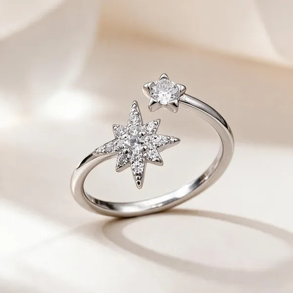 925_Sterling_Silver_Celestial_Star_Adjustable_Ring_For_Women