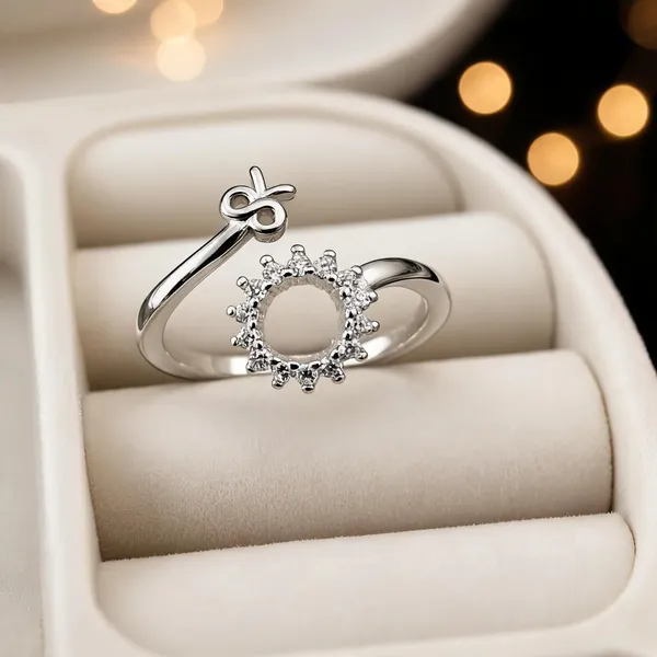 925_Sterling_Silver_Infinity_Halo_Charm_Adjustable_Ring_For_Women