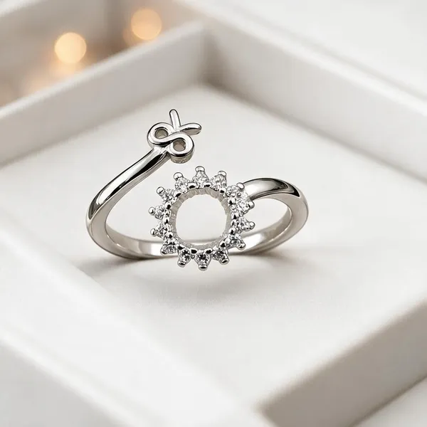 925_Sterling_Silver_Infinity_Halo_Charm_Adjustable_Ring_For_Women