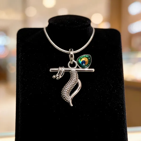 925_Sterling_Silver_Peacock_Flute_Pendant_For_Women