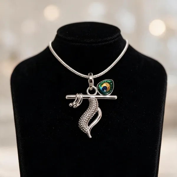 925_Sterling_Silver_Peacock_Flute_Pendant_For_Women