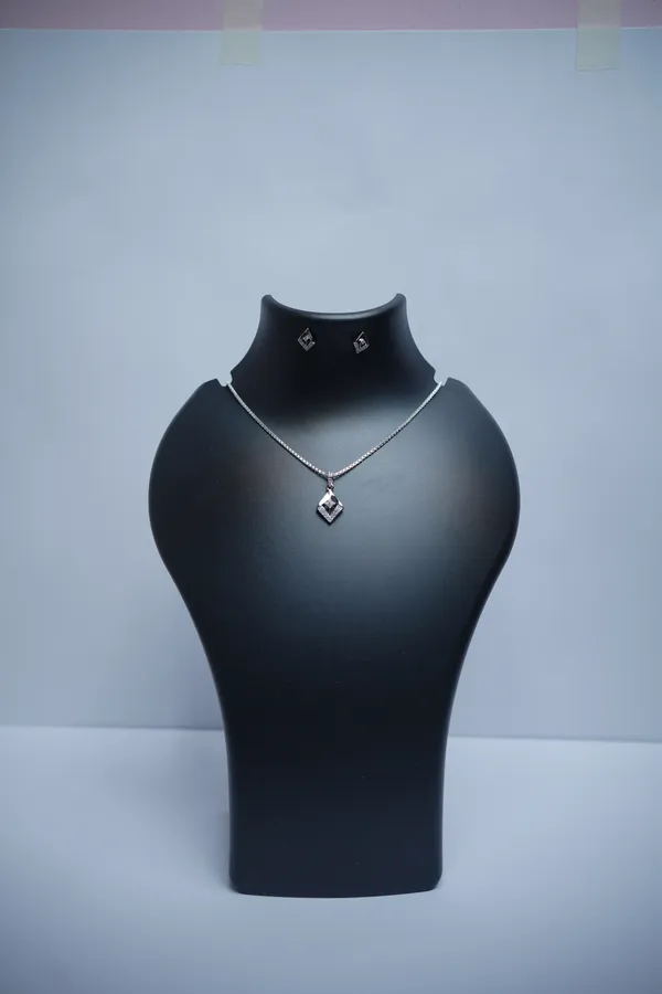 925_Sterling_Silver_Geometric_Floral_Pendant_&_Earrings_Set_For_Women