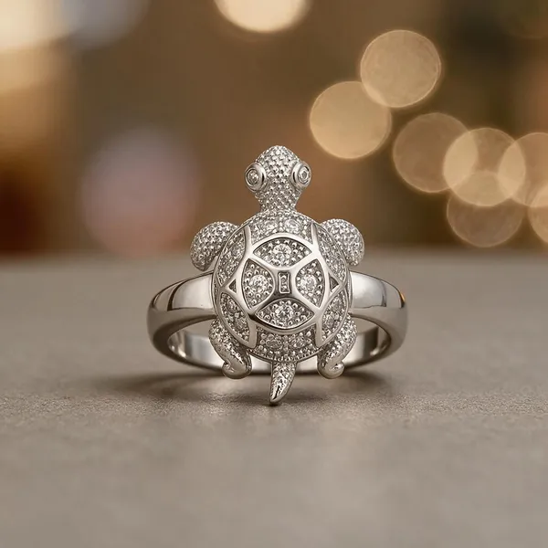 925_Sterling_Silver_Cz_Stone_Turtle_Ring_For_Men