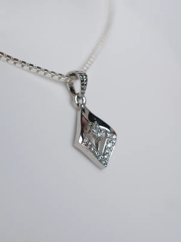 925_Sterling_Silver_Geometric_Floral_Pendant_&_Earrings_Set_For_Women