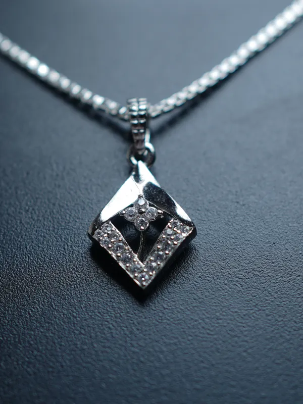 925_Sterling_Silver_Geometric_Floral_Pendant_&_Earrings_Set_For_Women
