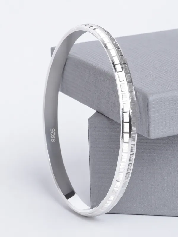 925_Sterling_Silver_Regal_Line_Textured_Kada_For_Men