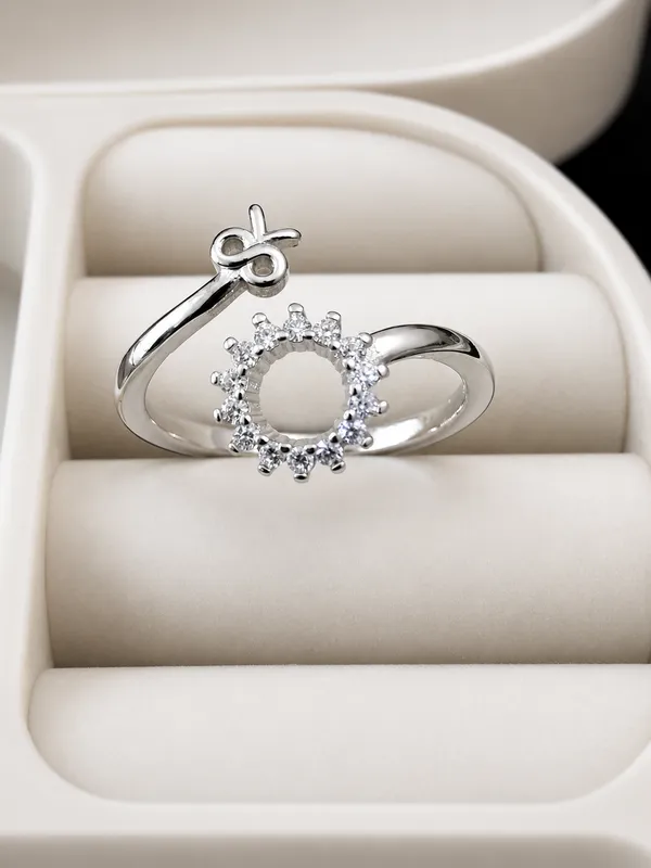 925_Sterling_Silver_Infinity_Halo_Charm_Adjustable_Ring_For_Women