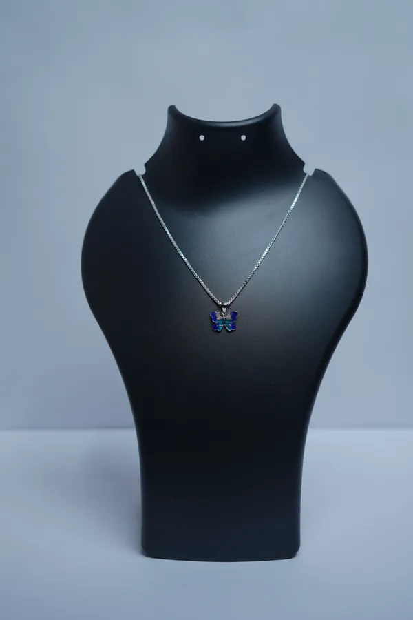 925_Sterling_Silver_Butterfly_Crystal_Enamel_Pendant_For_Women