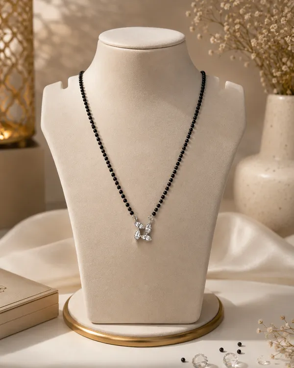 925_Sterling_Silver_Floral_Mangalsutra_Pendant_For_Women