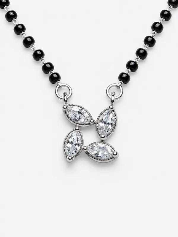 925_Sterling_Silver_Floral_Mangalsutra_Pendant_For_Women