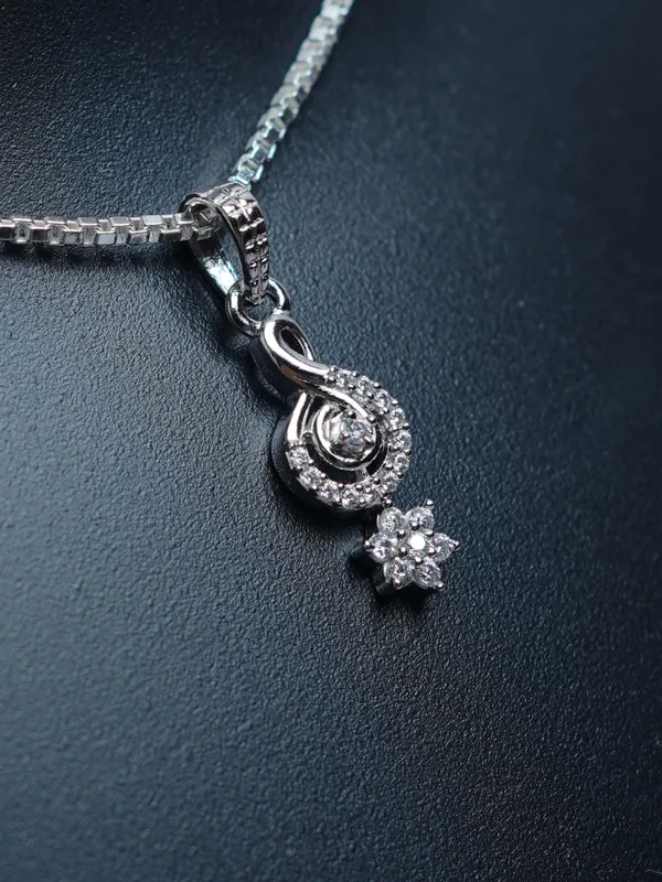 925_Sterling_Silver_Crystal_Stud_Pendant_&_Earrings_Set_For_Women