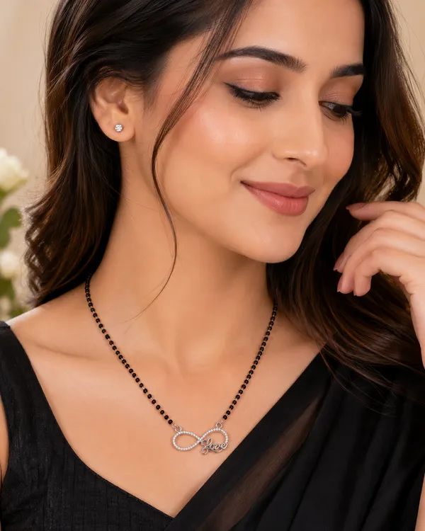 925_Sterling_Silver_Infinity_Love_Black_Beads_Mangalsutra_Pendant_For_Women