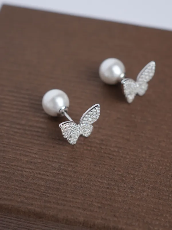925_Sterling_Silver_Butterfly_Dual-Face_Earrings_For_Women