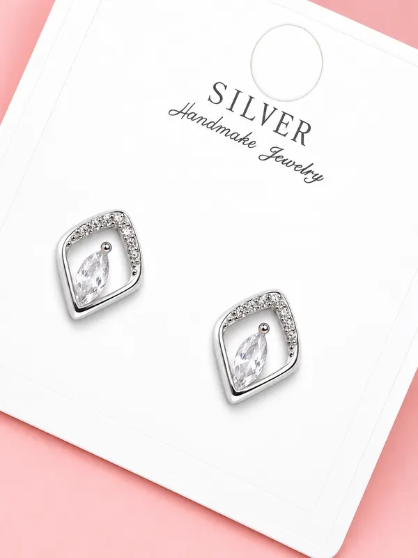 925_Sterling_Silver_Diamond-Shaped_Crystal_Stud_Earrings_For_Women