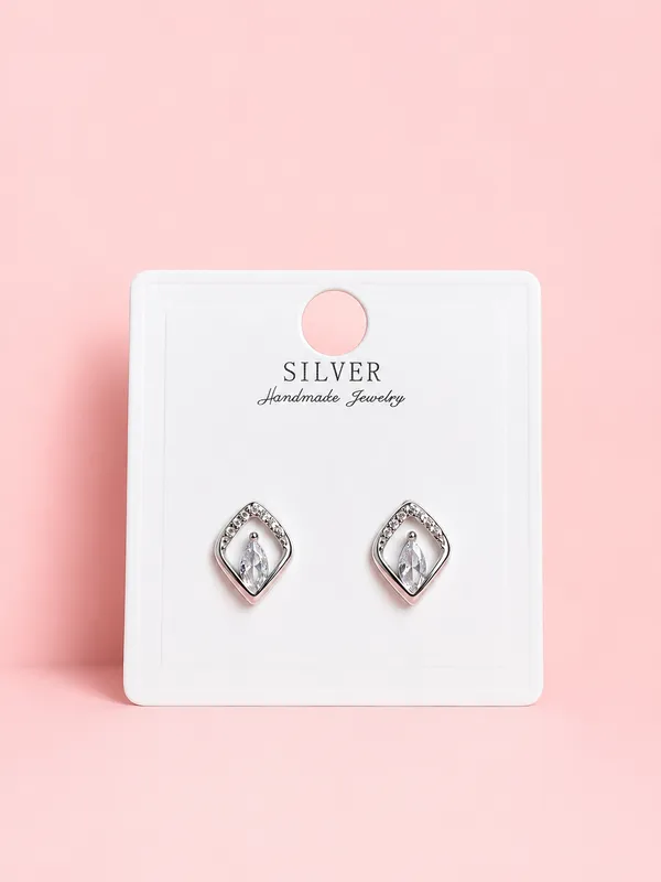 925_Sterling_Silver_Diamond-Shaped_Crystal_Stud_Earrings_For_Women
