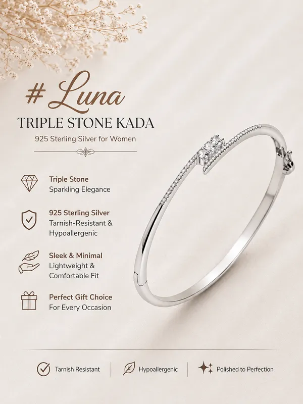 925_Sterling_Silver_Triple_Stone_Clip_Lock_Kada_For_Women