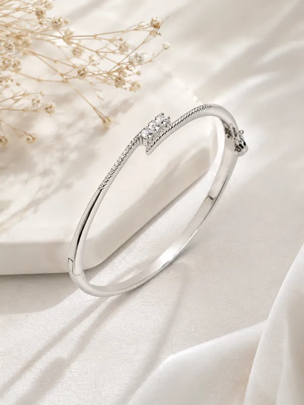 925_Sterling_Silver_Triple_Stone_Clip_Lock_Kada_For_Women