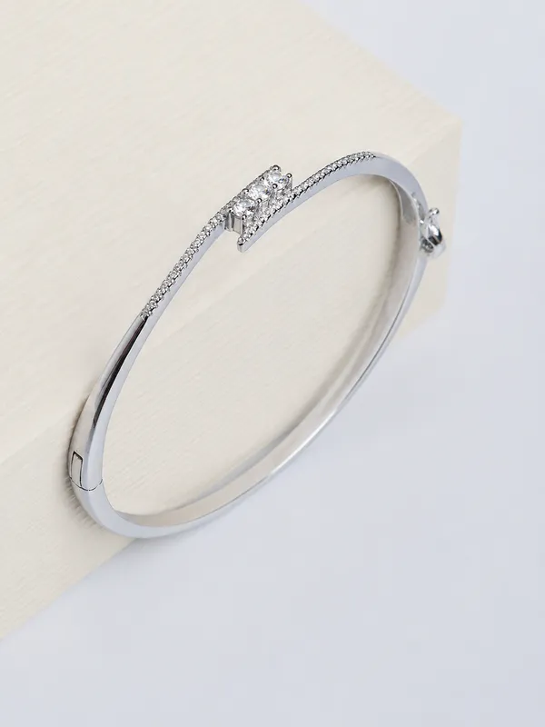 925_Sterling_Silver_Triple_Stone_Clip_Lock_Kada_For_Women