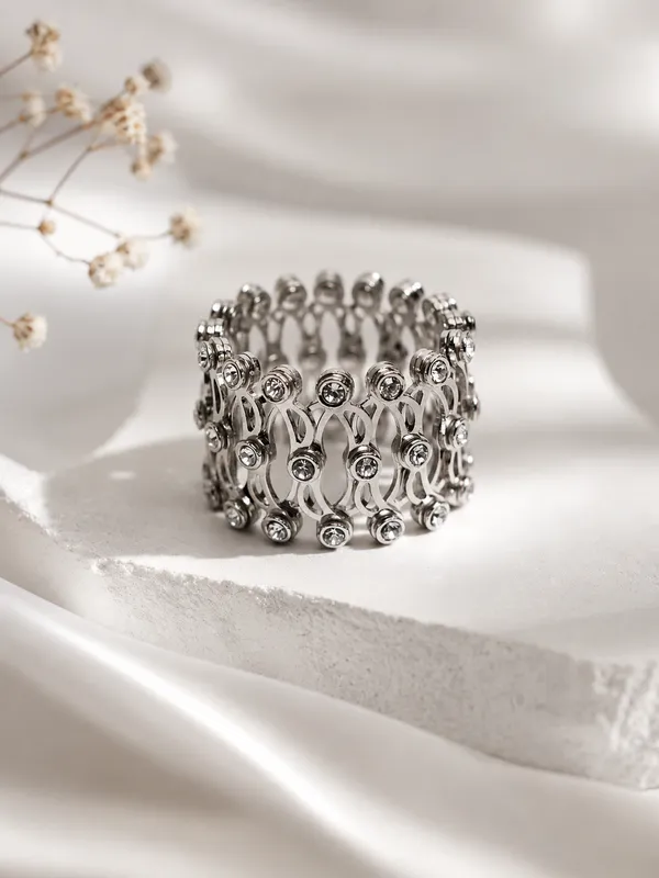 925_Sterling_Silver_Infinity_Bloom_Adjustable_Kada_Ring_For_Women