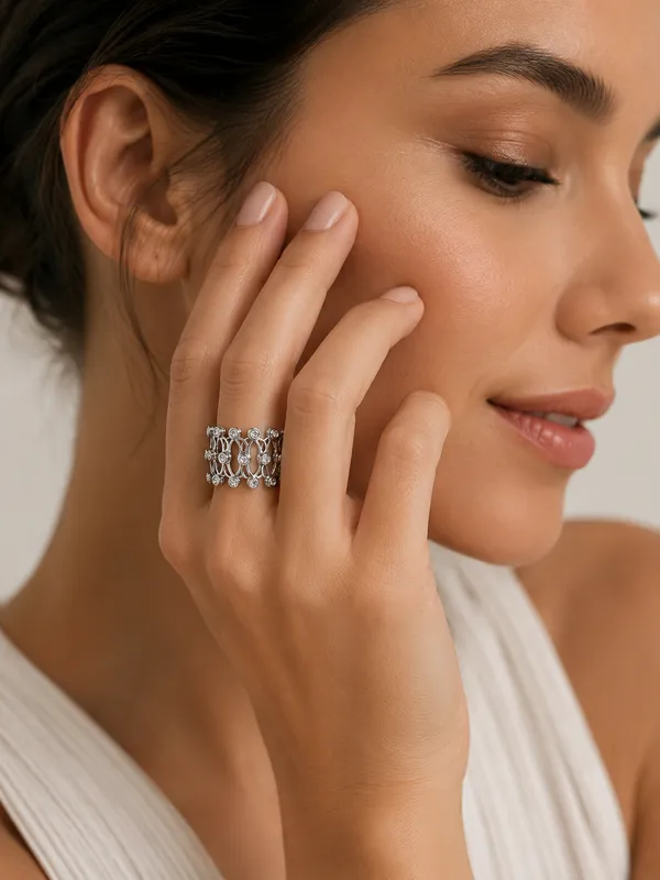 925_Sterling_Silver_Infinity_Bloom_Adjustable_Kada_Ring_For_Women