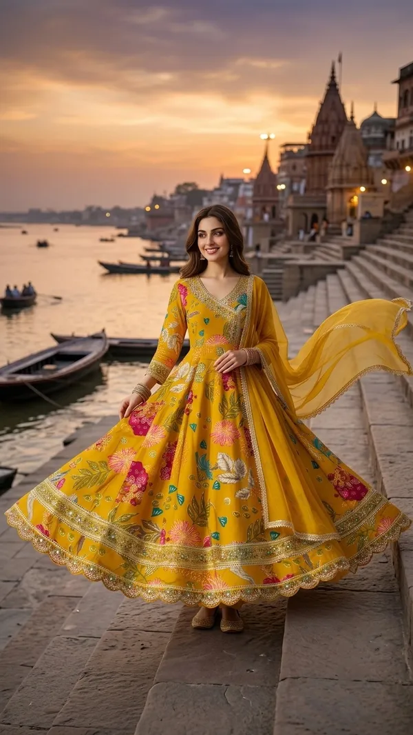 Yellow_70%_Cotton_30%_Polyester_Floral_Emroided_Anarkali_Kurta_Set_With_Dupatta_For_Women