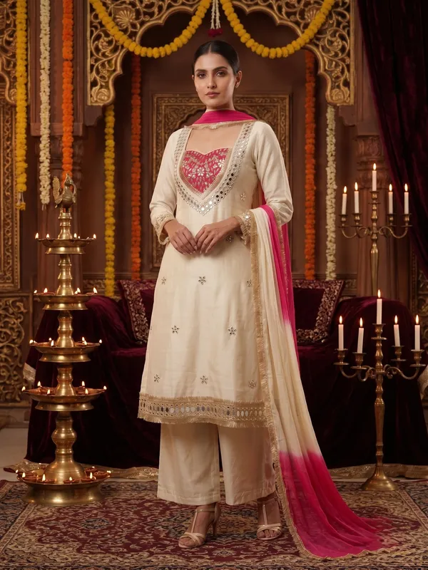 Off_White_Roman_Silk_Mirror_Work_Kurta_Palazzo_Set_With_Dupatta_For_Women
