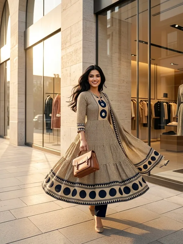 Beige_Cotton_Printed_Anarkali_Kurta_Set_With_Dupatta_For_Women