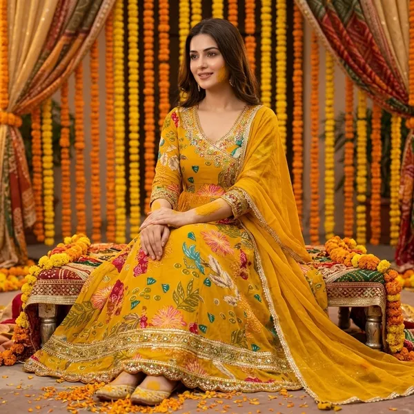 Yellow_70%_Cotton_30%_Polyester_Floral_Emroided_Anarkali_Kurta_Set_With_Dupatta_For_Women