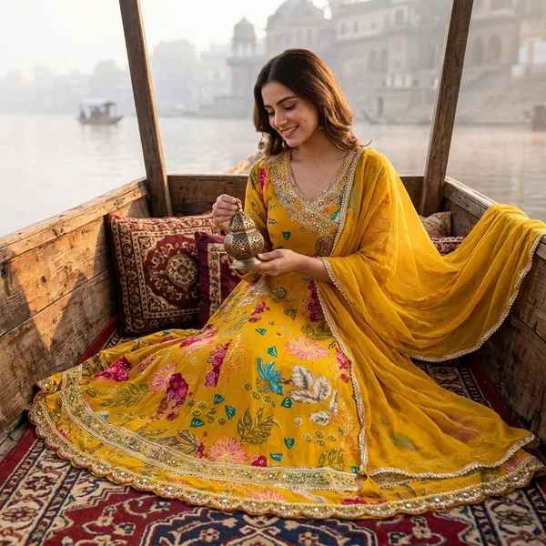 Yellow_70%_Cotton_30%_Polyester_Floral_Emroided_Anarkali_Kurta_Set_With_Dupatta_For_Women