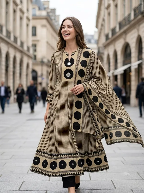 Beige_Cotton_Printed_Anarkali_Kurta_Set_With_Dupatta_For_Women
