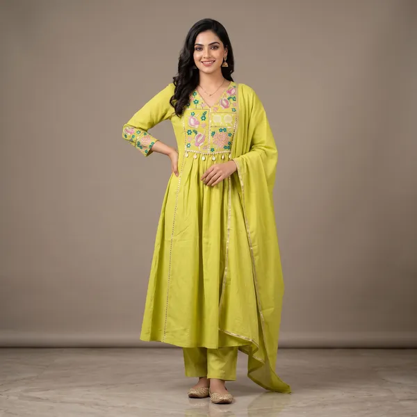 Mint_Green_Cotton_Floral_Emroided_Anarkali_Kurta_Set_With_Dupatta_For_Women