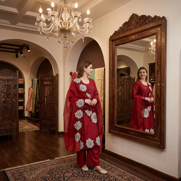 Red_Cotton_Floral_Patch_Salwar_Suit_Set_With_Dupatta_For_Women