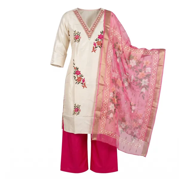 Cream_And_Pink_Glass_Roman_Silk_Emroided_Kurta_Palazzo_Set_With_Dupatta_For_Women